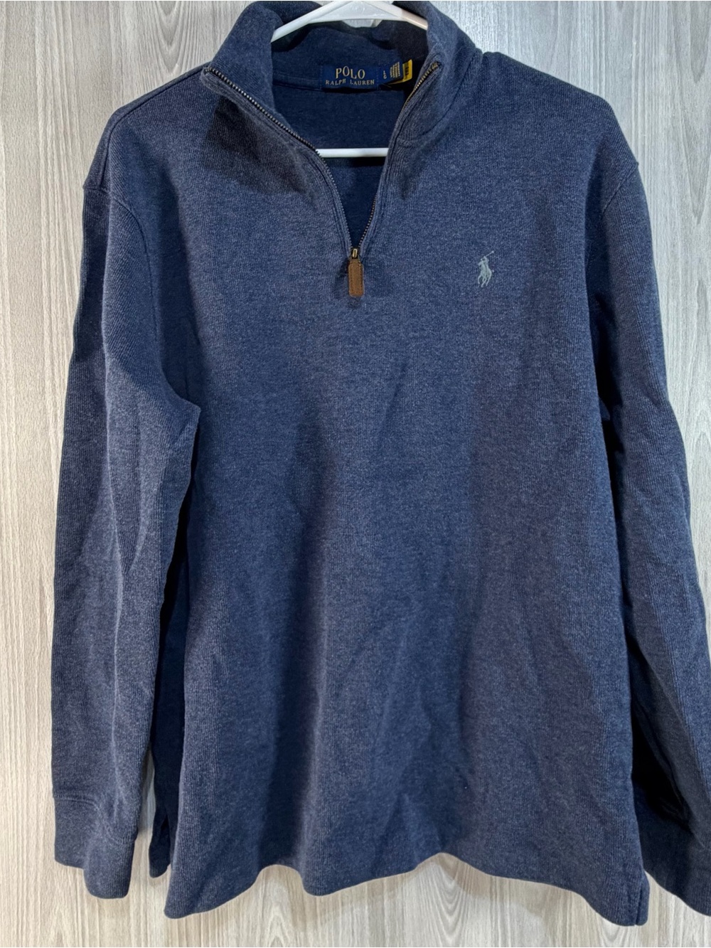 Polo Ralph Lauren Knit 1/4 Zip Mock Neck Navy‎ Blue Pullover Sweater Men's L
